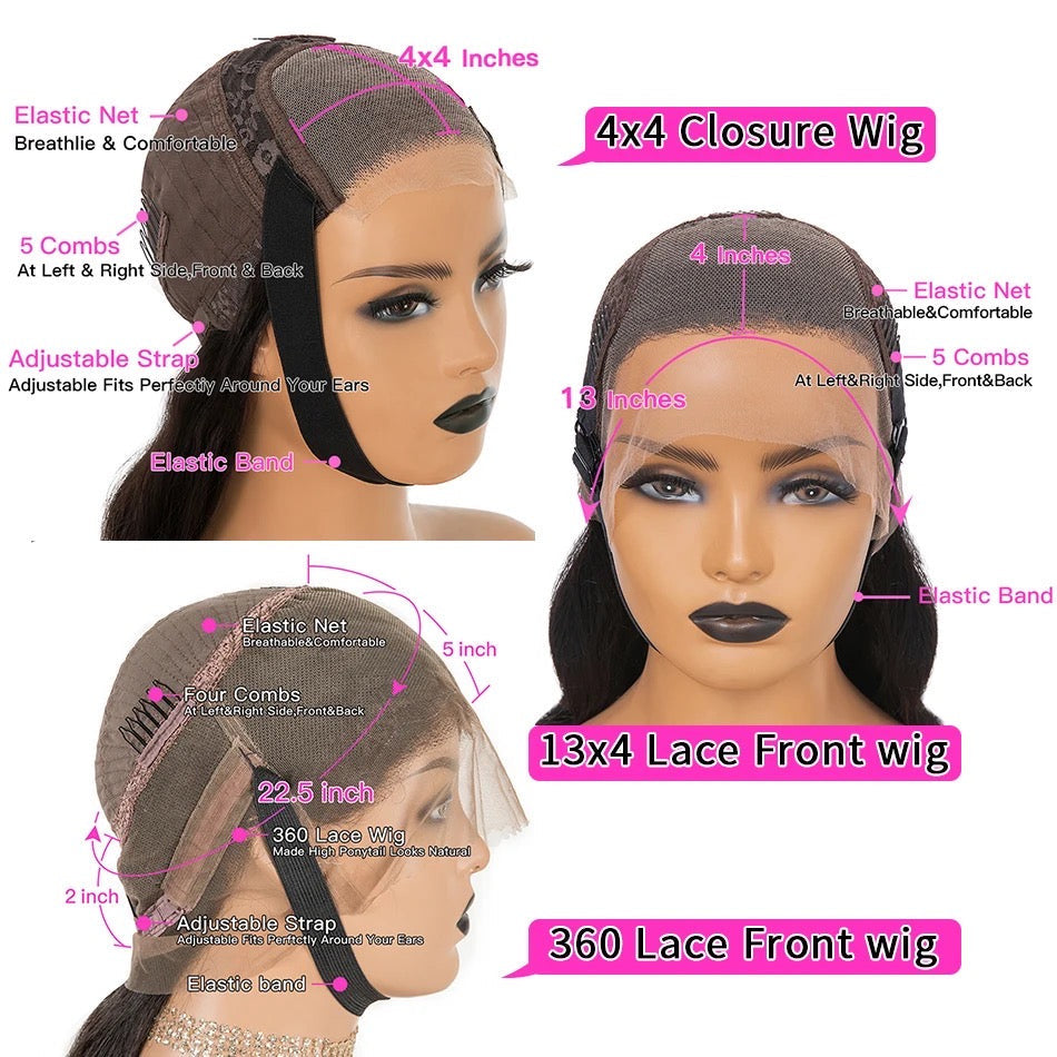 Transparent precut lace glueless, deep wave Brazilian hair wig