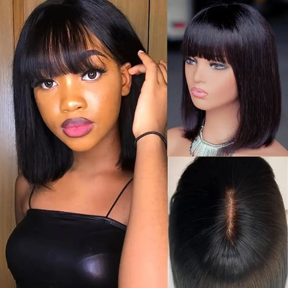 3x1  Fringe Straight bob , Brazilian Hair Wig