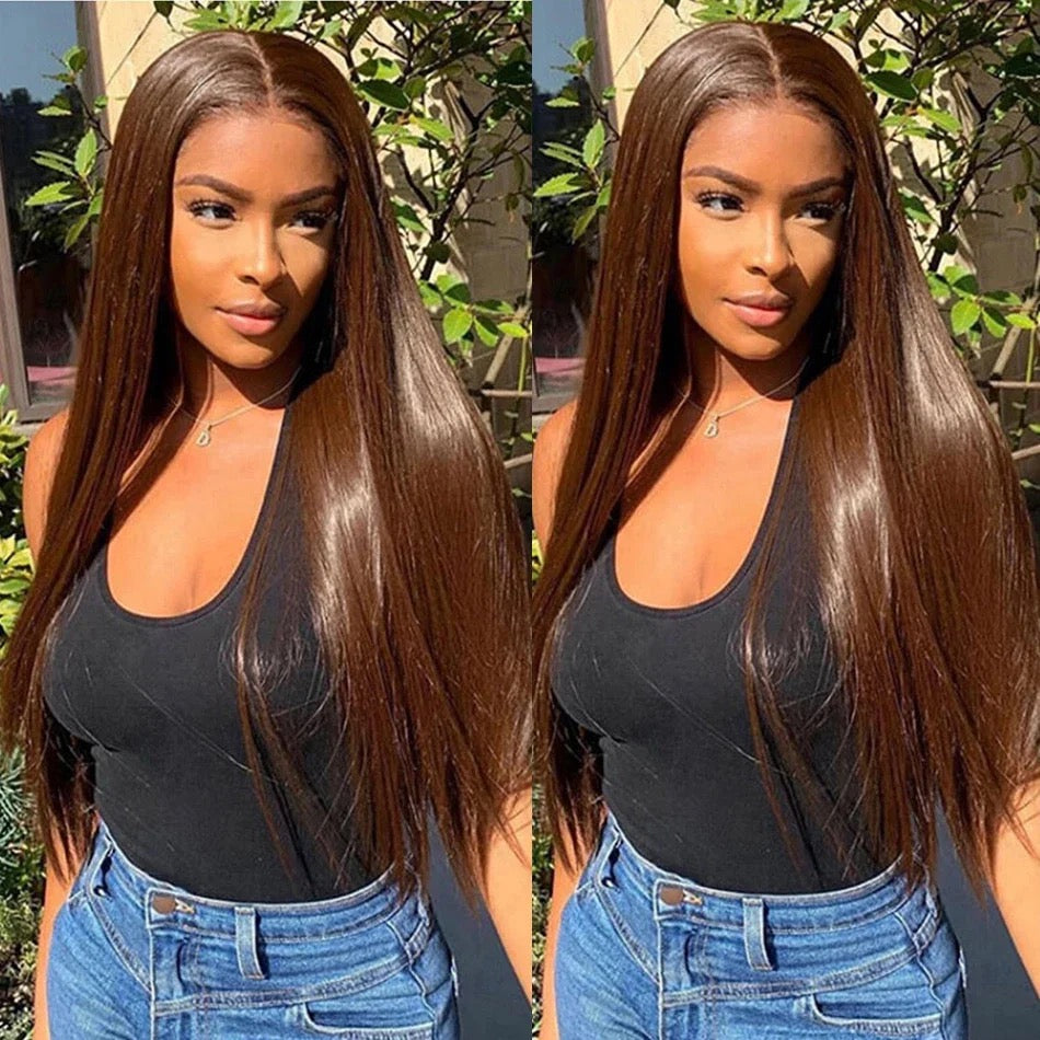 13 x4 Lace Frontal Chocolate Brown Brazilian Hair Wig