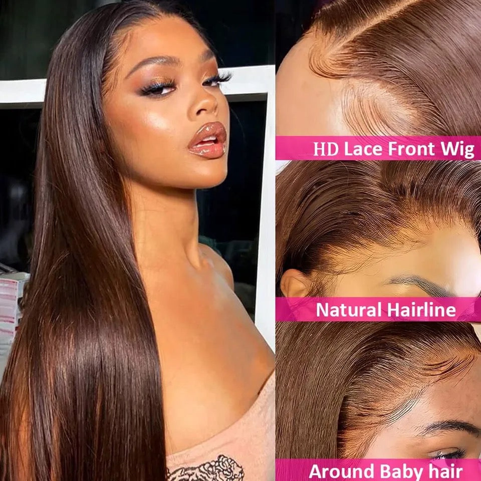 13 x4 Lace Frontal Chocolate Brown Brazilian Hair Wig