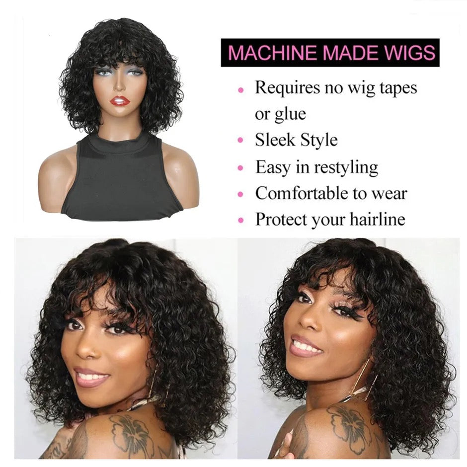 3x1 Fringe  Deep wave, Brazilian Hair Wig