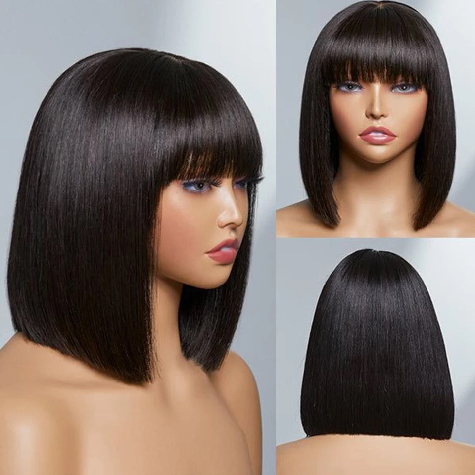 3x1  Fringe Straight bob , Brazilian Hair Wig