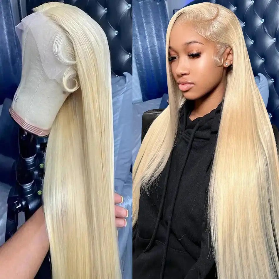 13x4 Lace Closure, straight 613 Blond Brazilian Hair Wig