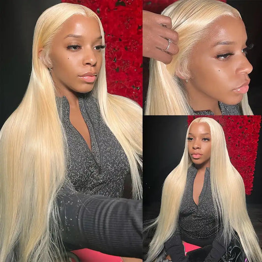 13x4 Lace Closure, straight 613 Blond Brazilian Hair Wig