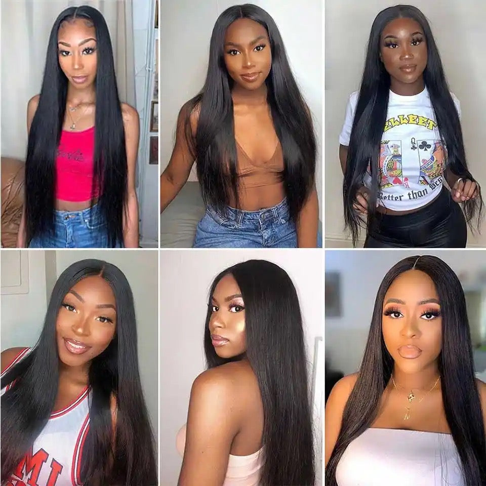 4 x 4 Pre-cut Lace closure Glue less, wear and go straight Brazilian Hair Wig