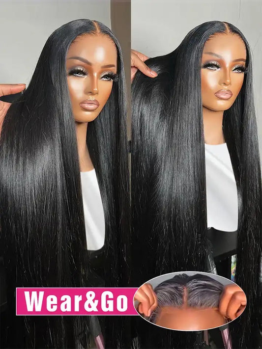 4 x 4 Pre-cut Lace closure Glue less, wear and go straight Brazilian Hair Wig