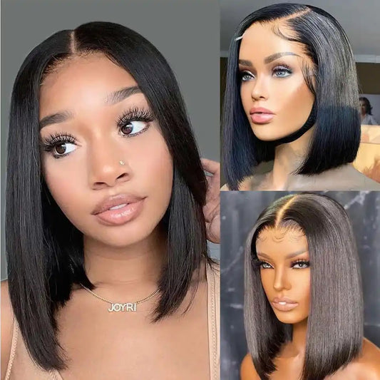 4x4 Pre-cut Lace Closure, Glue less, Wear and Go Straight Brazilian Hair Bob Wig